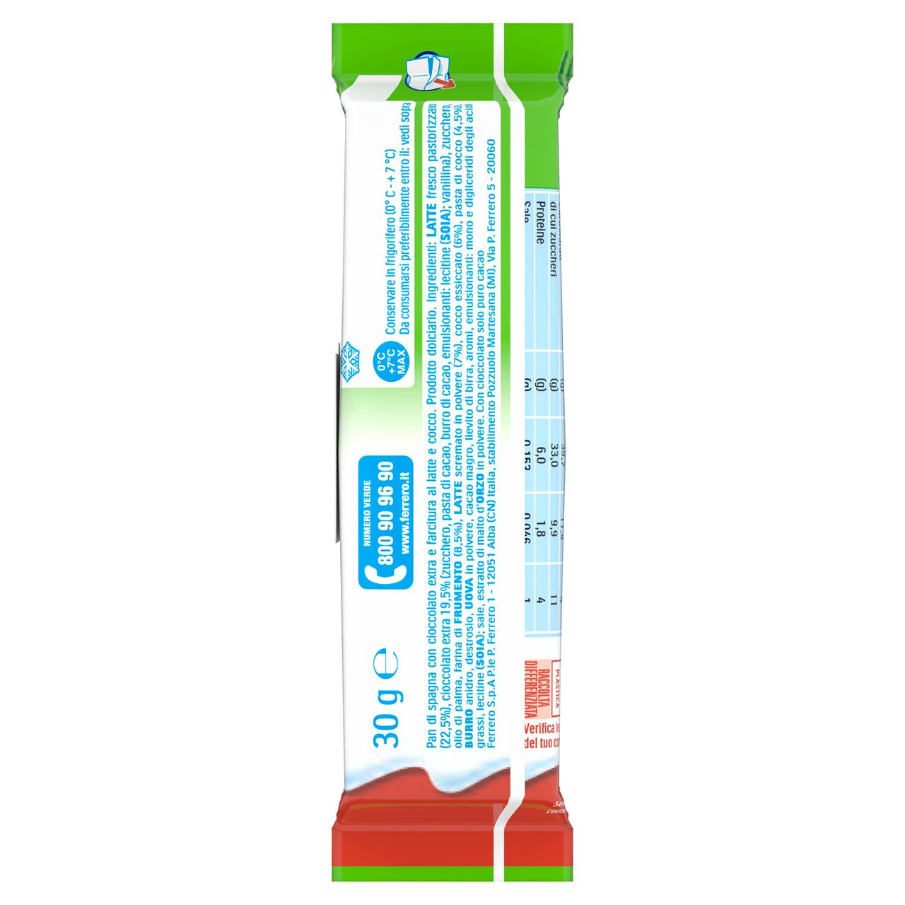 Kinder Pinguì Cocco: merenda con cioccolato fondente, pan di spagna e ripieno al latte e cocco 4x30g