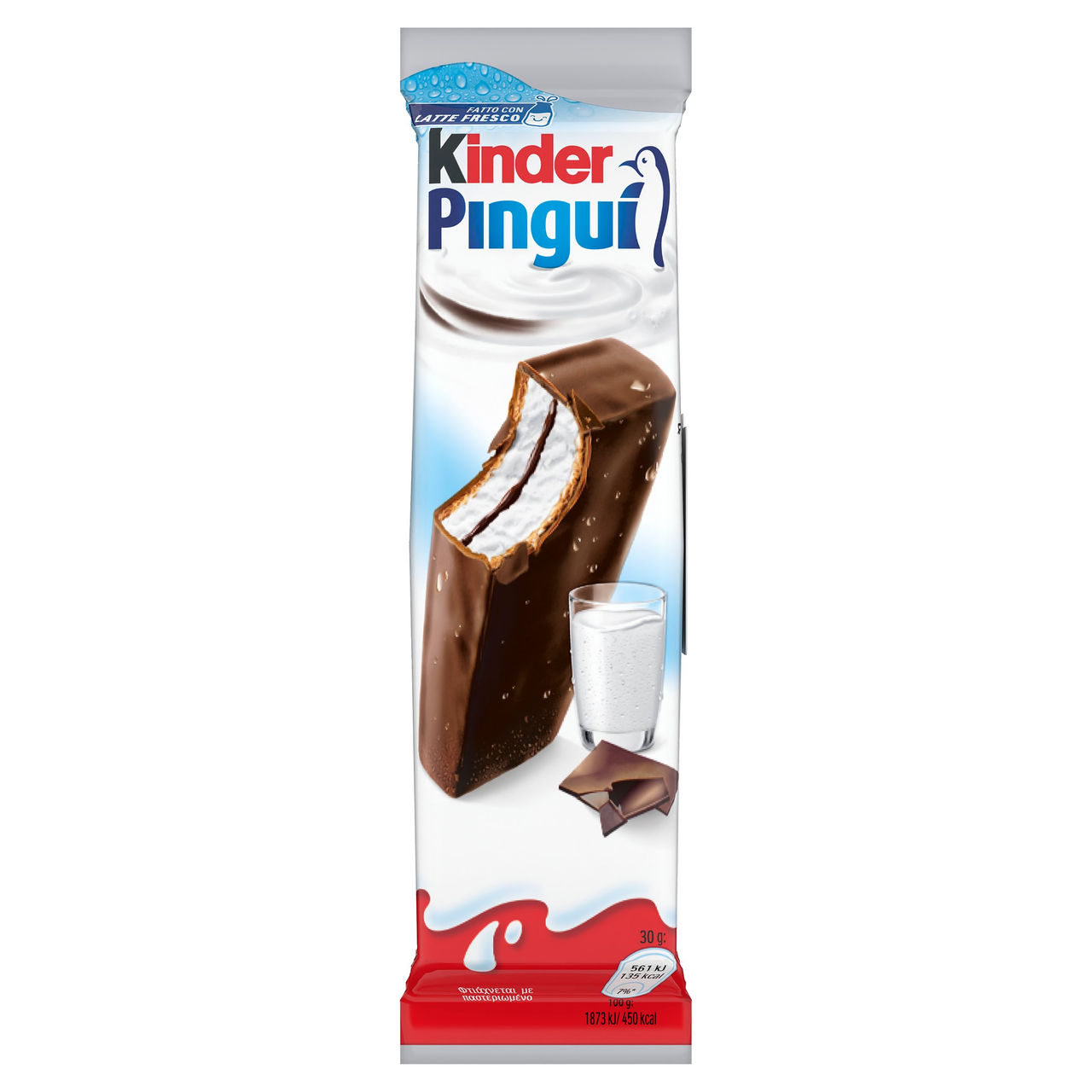 Kinder Pinguì: Merenda con pan di spagna, ripieno al latte e copertura al cioccolato fondente 4x30g