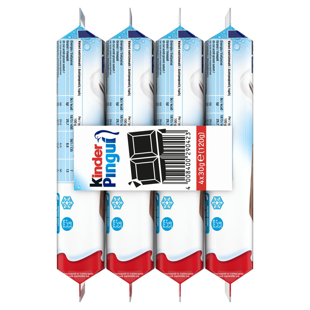 Kinder Pinguì: Merenda con pan di spagna, ripieno al latte e copertura al cioccolato fondente 4x30g