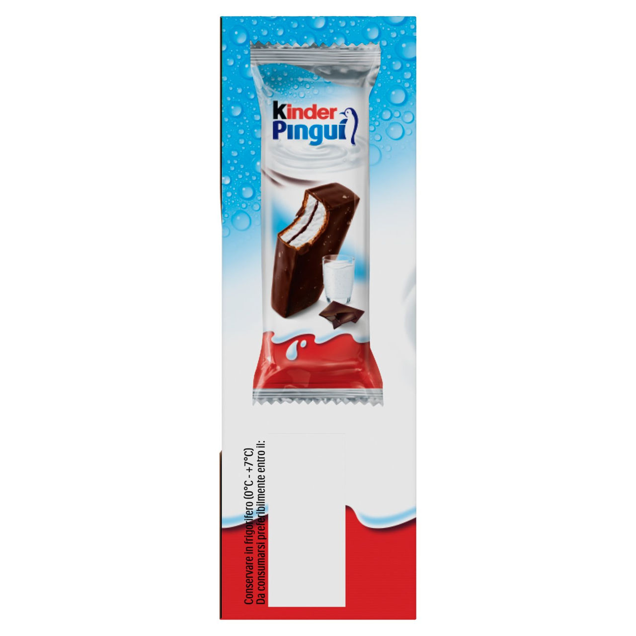 Kinder Pinguì: Merenda con pan di spagna, ripieno al latte e copertura al cioccolato fondente 8x30g