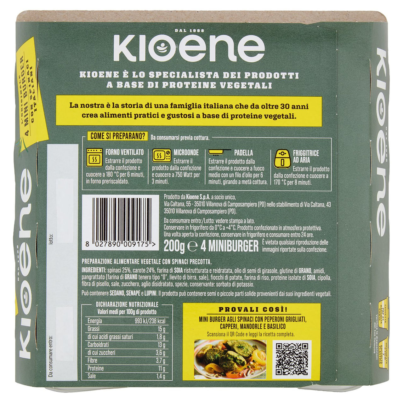 Kioene miniburger agli Spinaci in vendita online