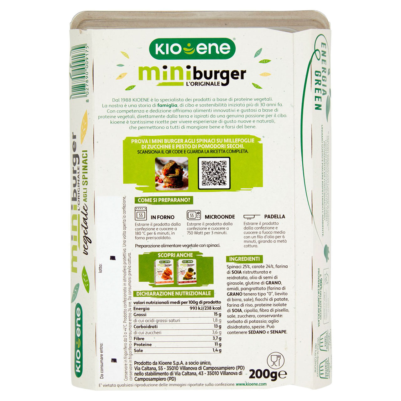 Kioene miniburger agli Spinaci in vendita online