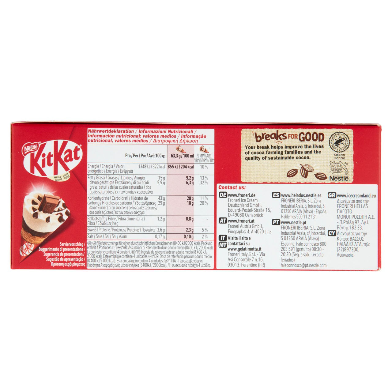 KITKAT® Cono alla Vaniglia 4 x 63,3 g