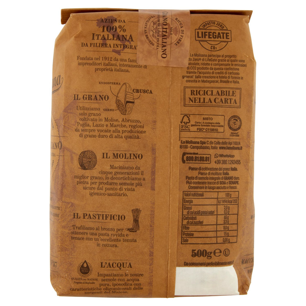 La Molisana integrale 37 Maccheroni 500 g