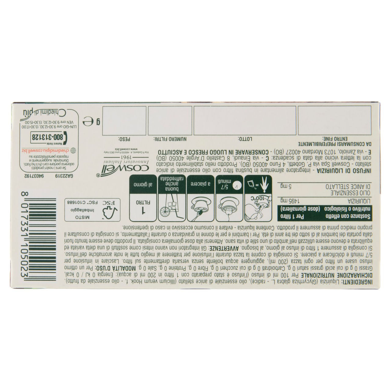 L'Angelica Liquirizia Elisir Officinale 18 Filtri 27 g