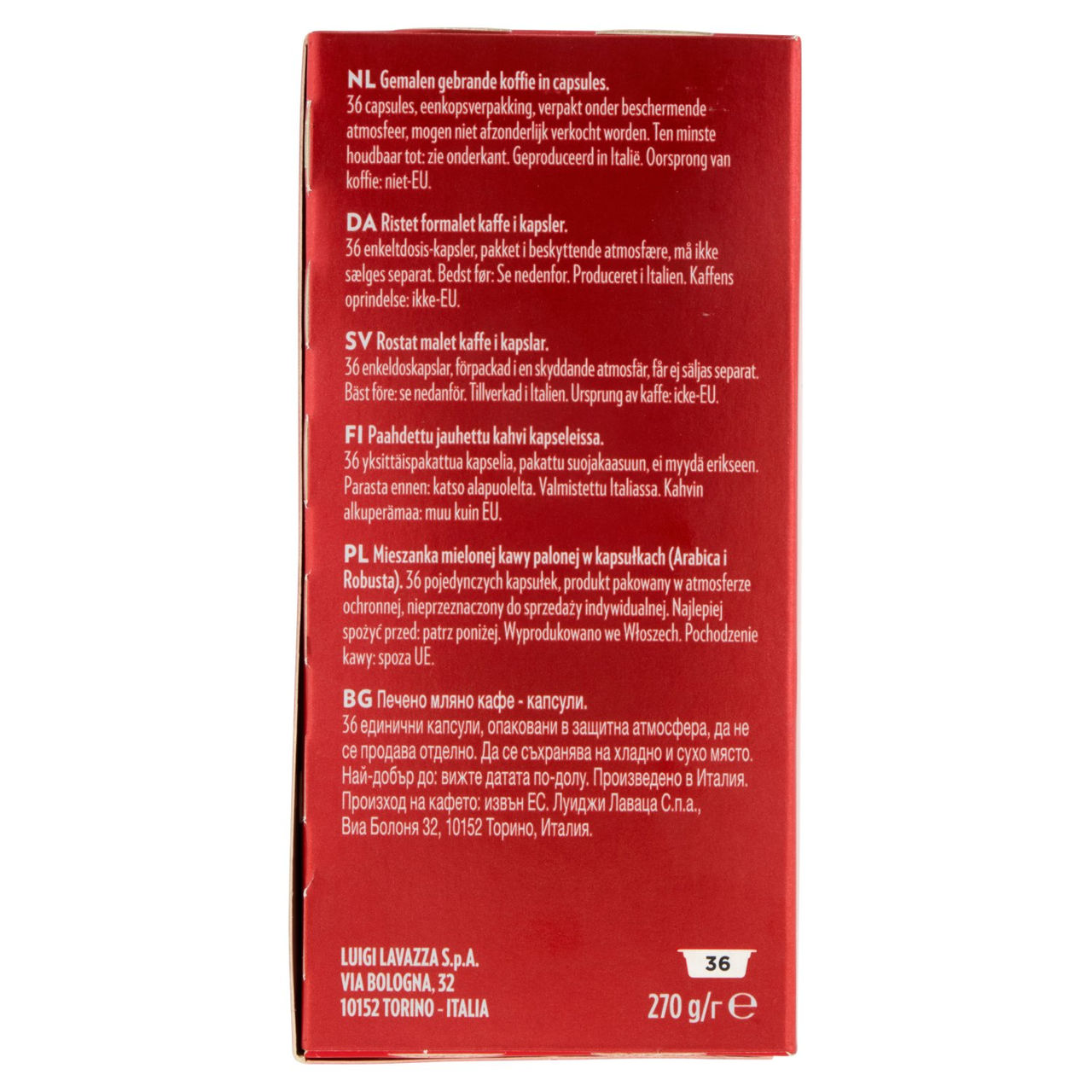 Lavazza A Modo Mio Qualità Rossa 36 Capsule 270 g
