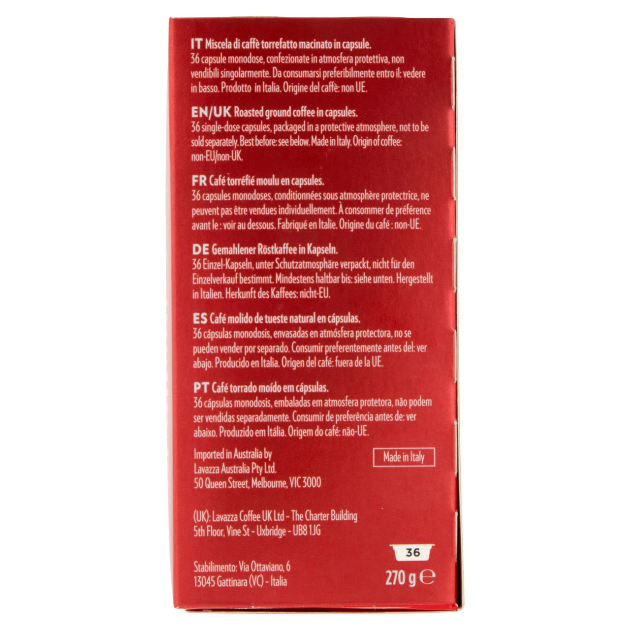 Lavazza A Modo Mio Qualità Rossa 36 Capsule 270 g