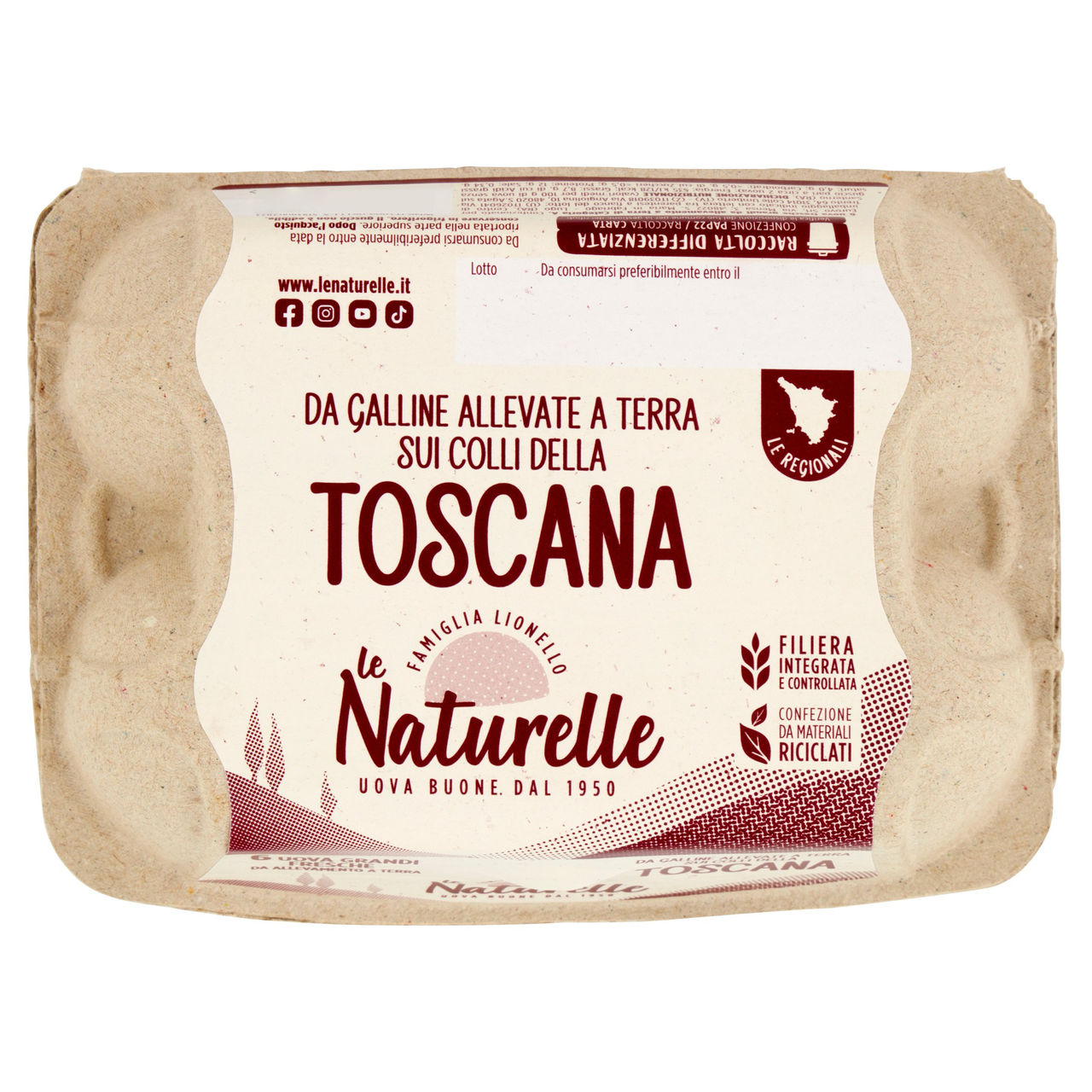 le Naturelle Le Regionali Toscana 6 Uova Grandi Fresche da Allevamento a Terra