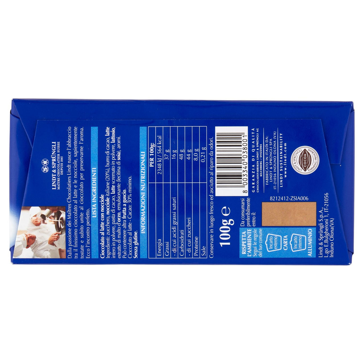 Lindt Gamme Bleue Tavoletta Cioccolato alle nocciole Cioccolato al latte 100 g