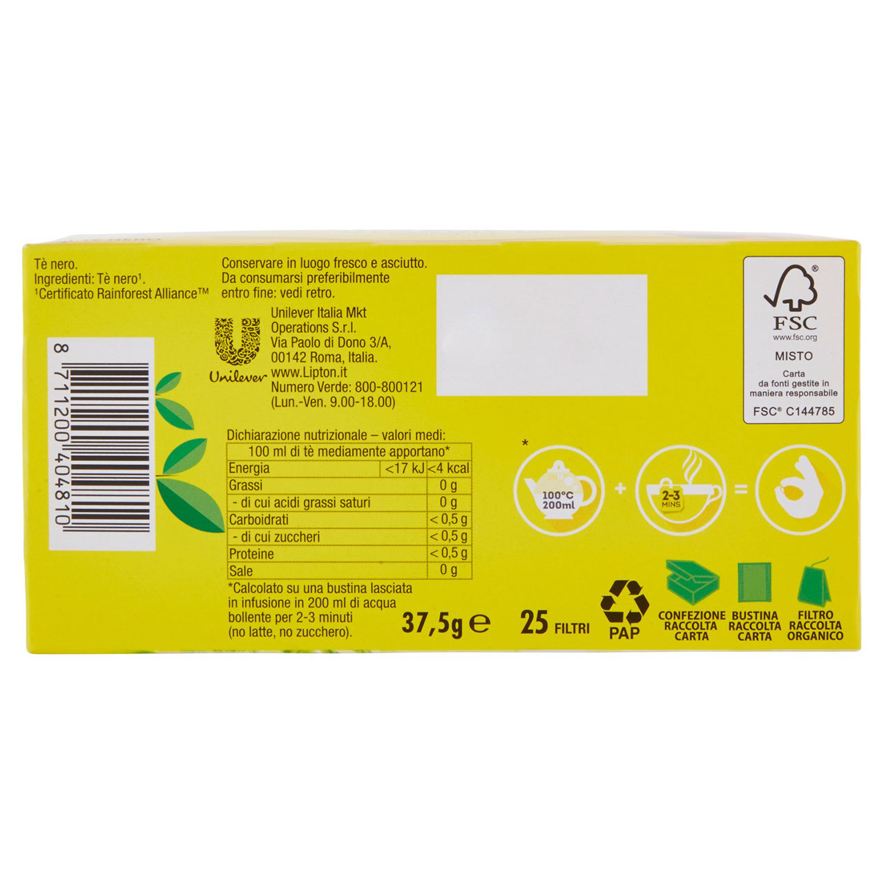 Lipton Yellow Label Classico 25 Filtri 37,5 g