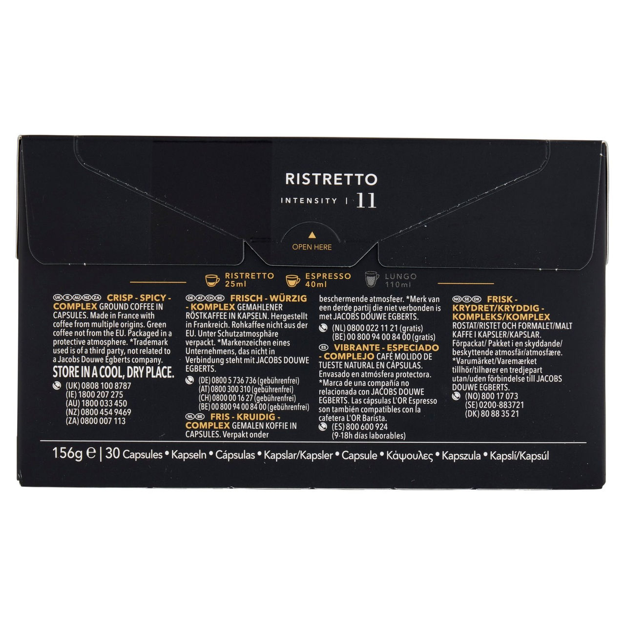 L'OR Ristretto 11- 30 Capsule Caffè Compatibili con Macchine Nespresso*® Original 156g
