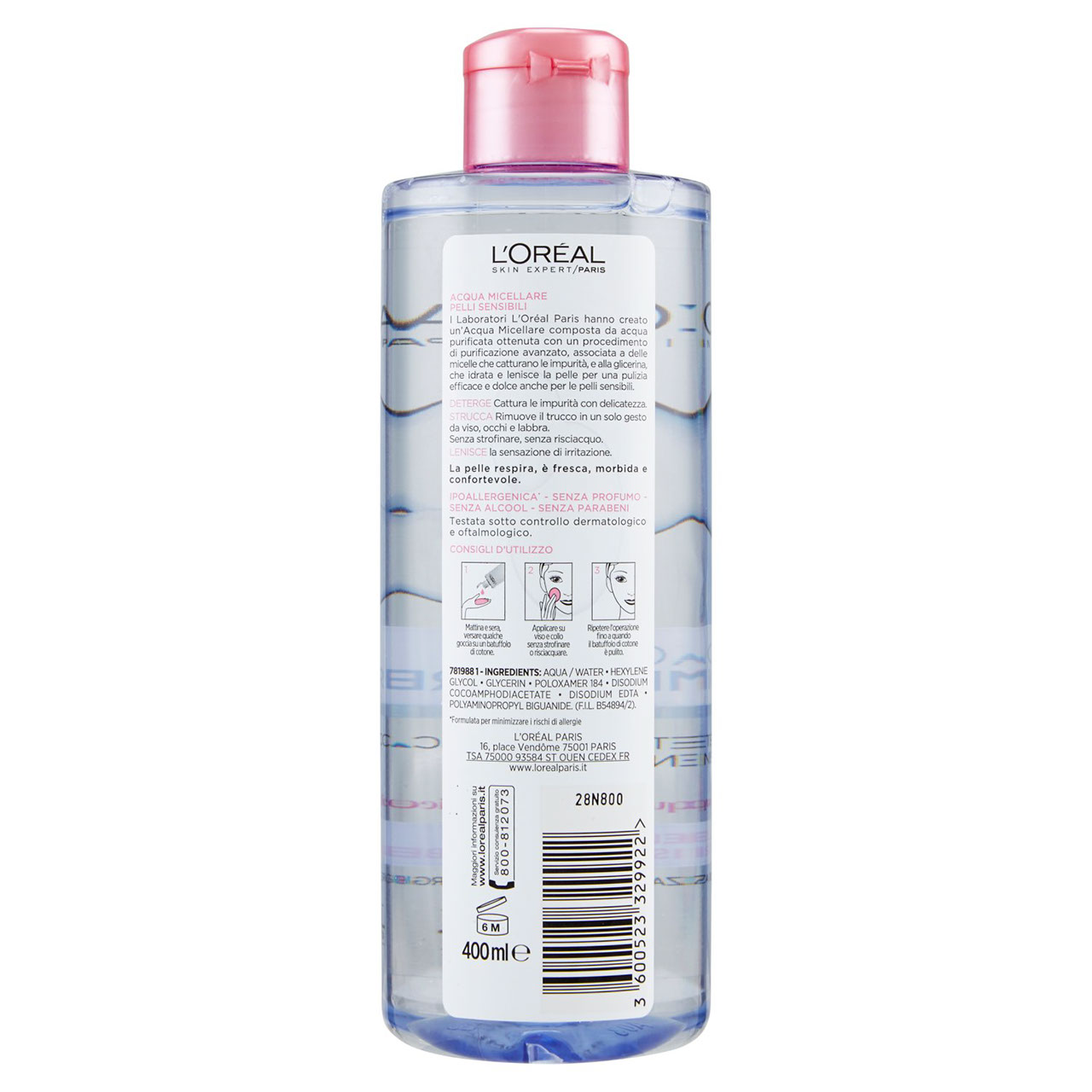 L'Oréal Paris - Acqua Micellare Viso, Occhi e Labbra per Pelli Sensibili - 400 ml