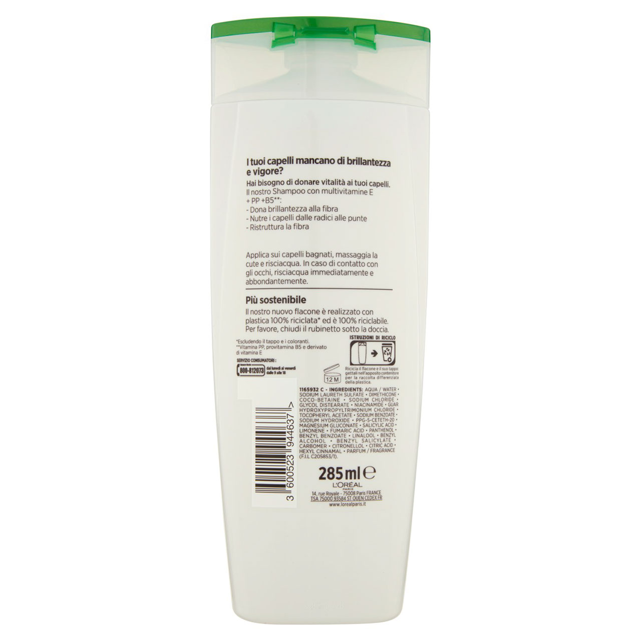 L'Oréal Paris Shampoo 2in1 Elvive Multivitaminico