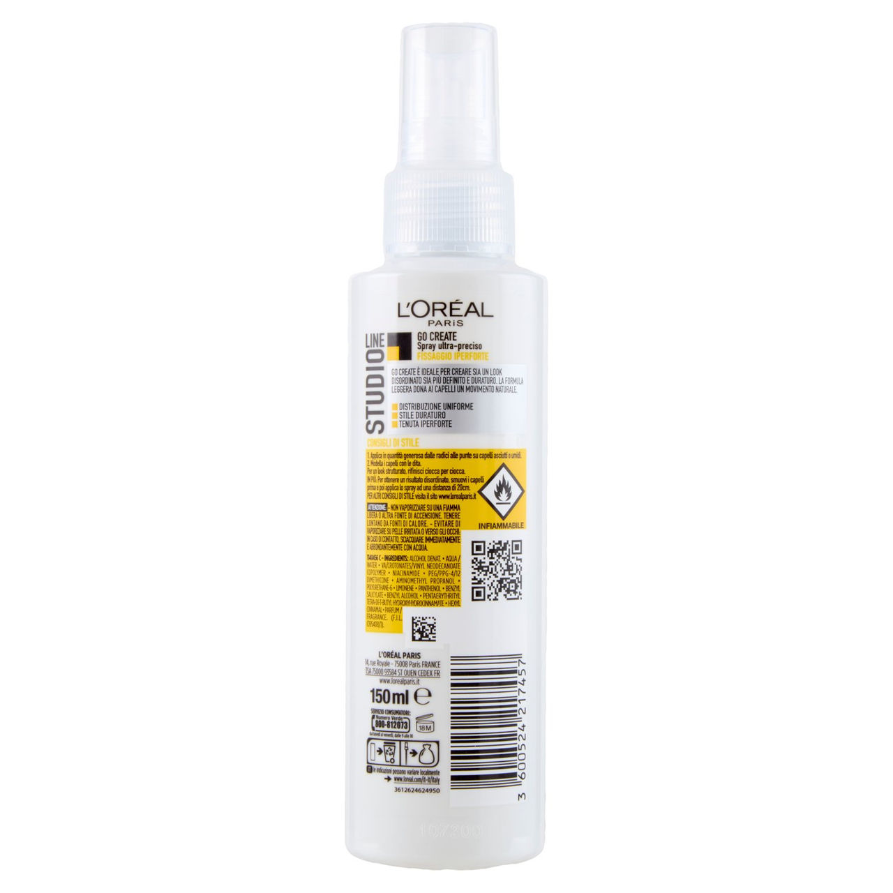 L'Oréal Paris Studio Line Go Create Spray ultra-preciso Fissaggio Iperforte, 150 ml