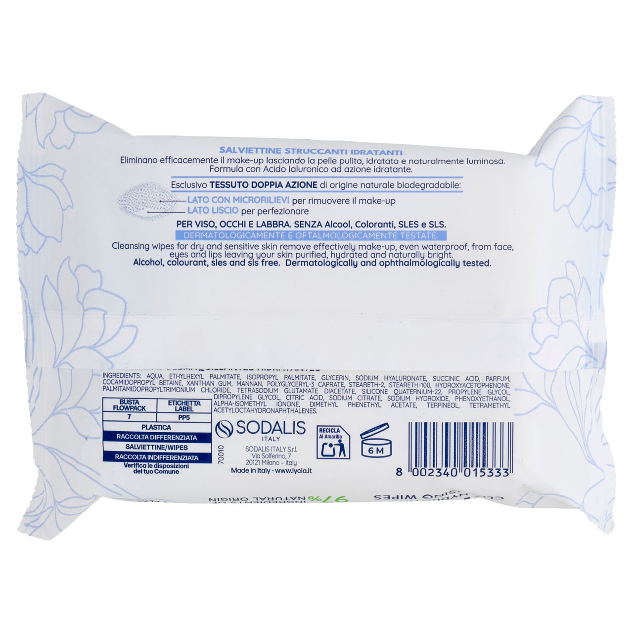Lycia Salviettine Struccanti Idratanti Pelli Normali 20 pz
