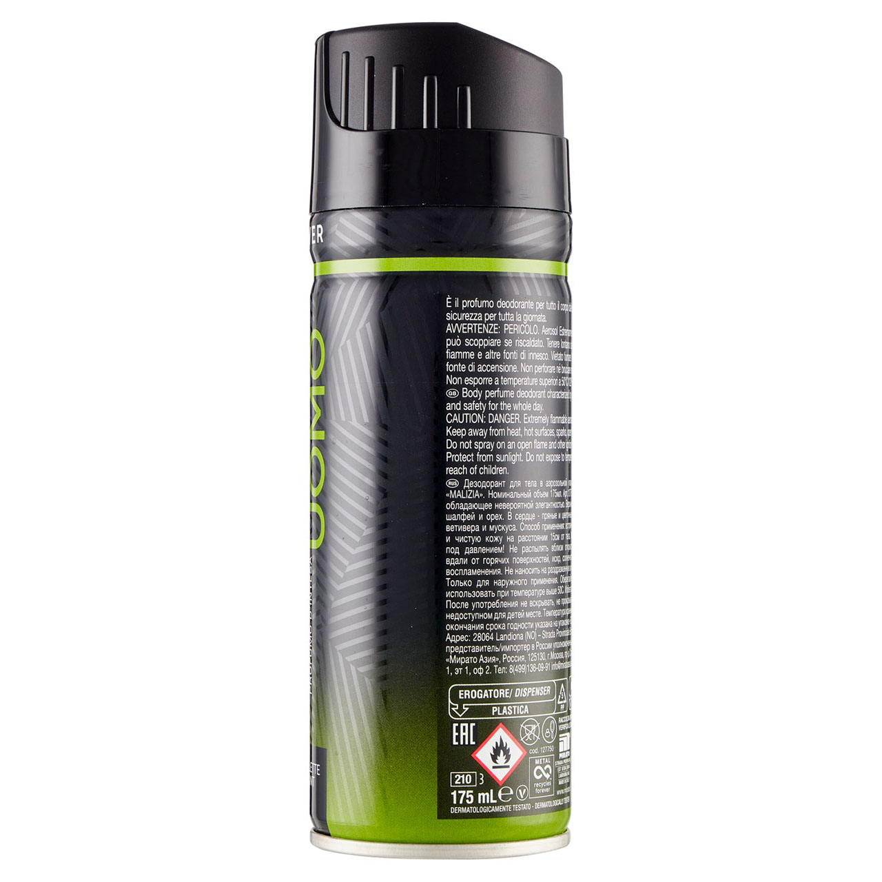 Malizia Uomo Vetyver Eau de Toilette Deodorant 175 mL