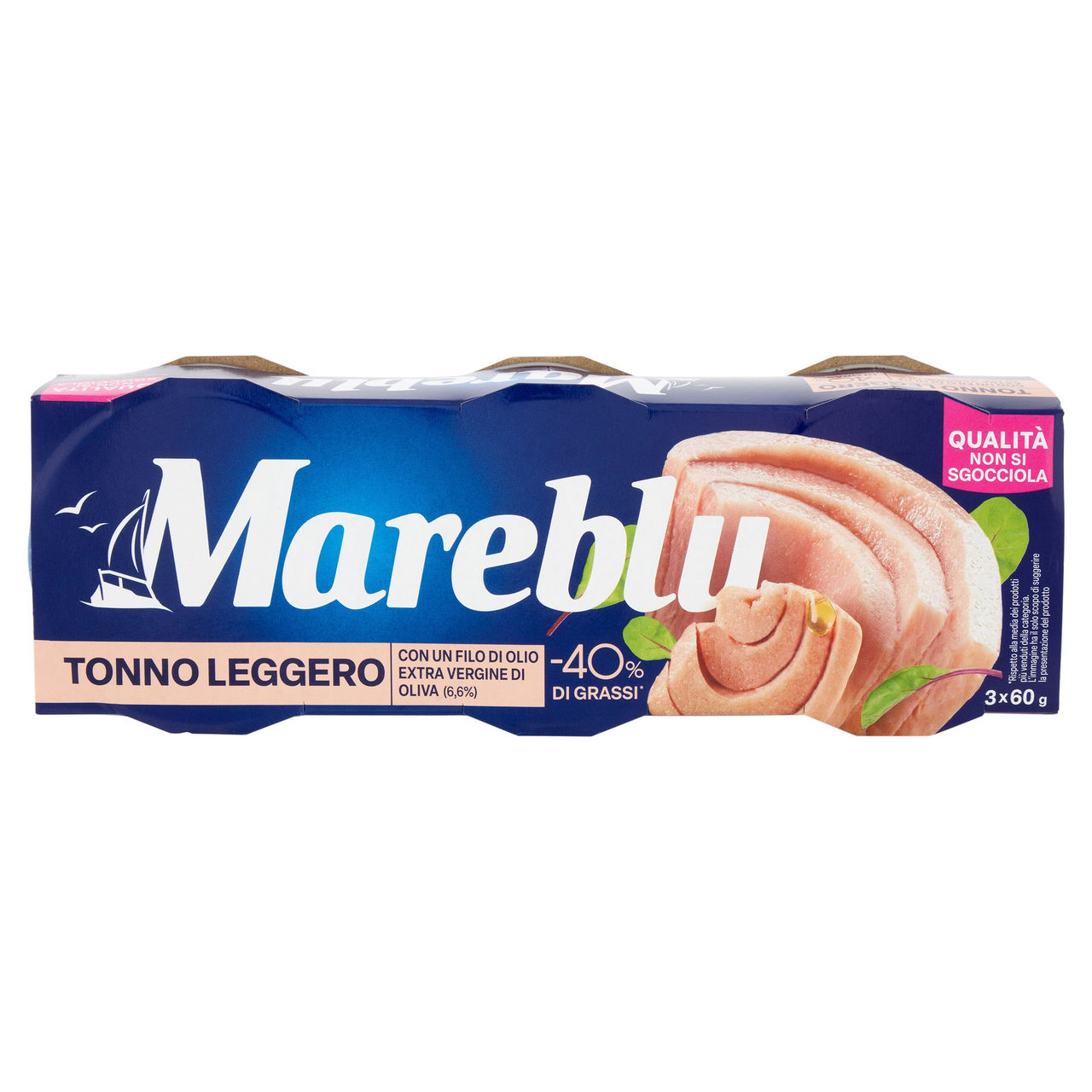 Mareblu Tonno Leggero con un Filo d'olio Extra Vergine di Oliva 3 x 60 g