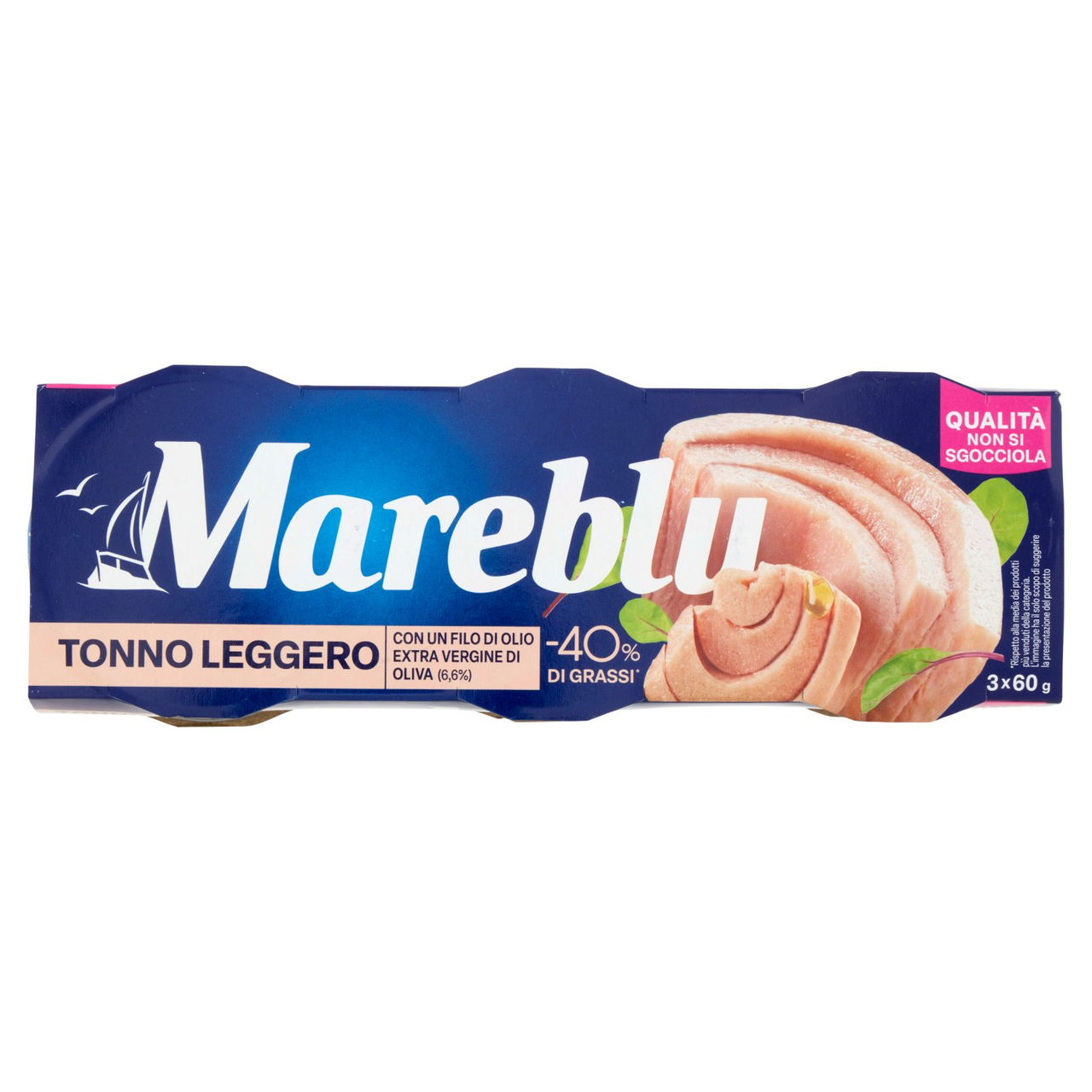 Mareblu Tonno Leggero con un Filo d'olio Extra Vergine di Oliva 3 x 60 g