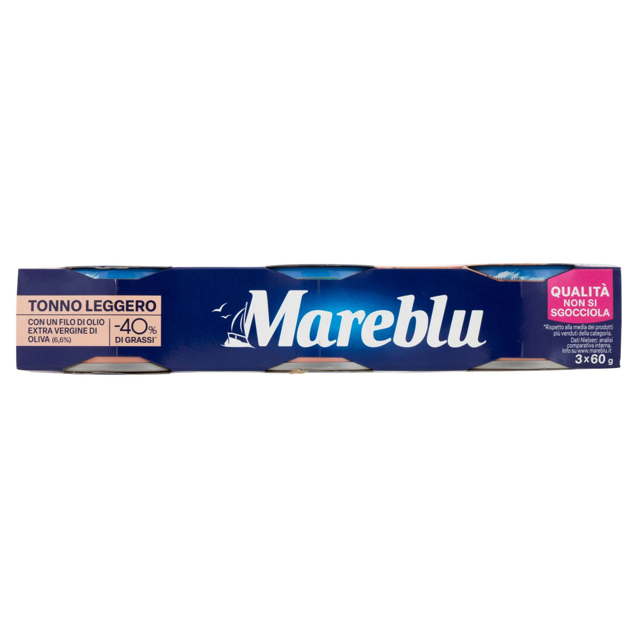 Mareblu Tonno Leggero con un Filo d'olio Extra Vergine di Oliva 3 x 60 g