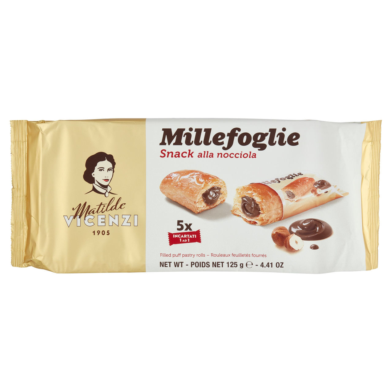 Matilde Vicenzi Millefoglie Snack alla nocciola 5 x 25 g