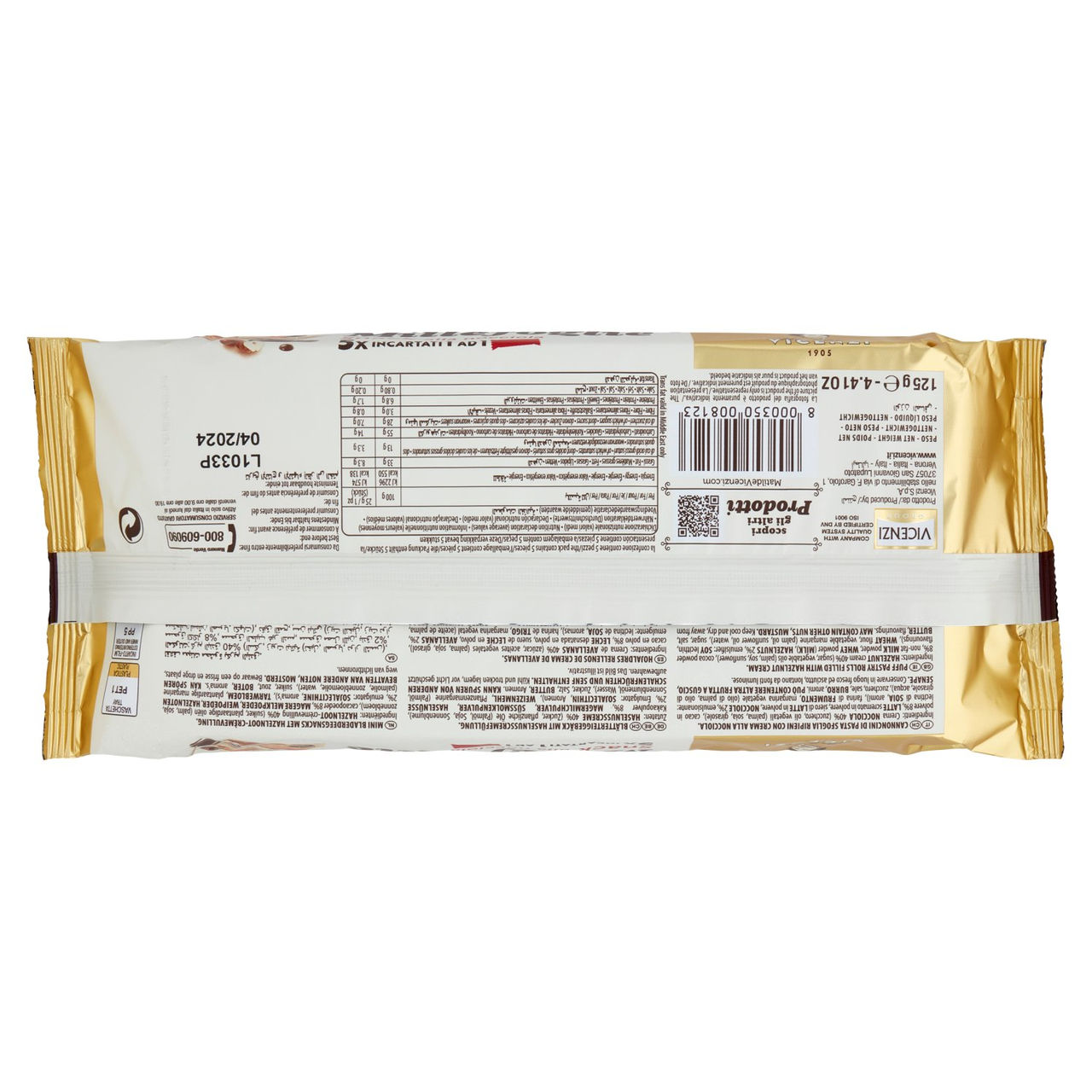 Matilde Vicenzi Millefoglie Snack alla nocciola 5 x 25 g