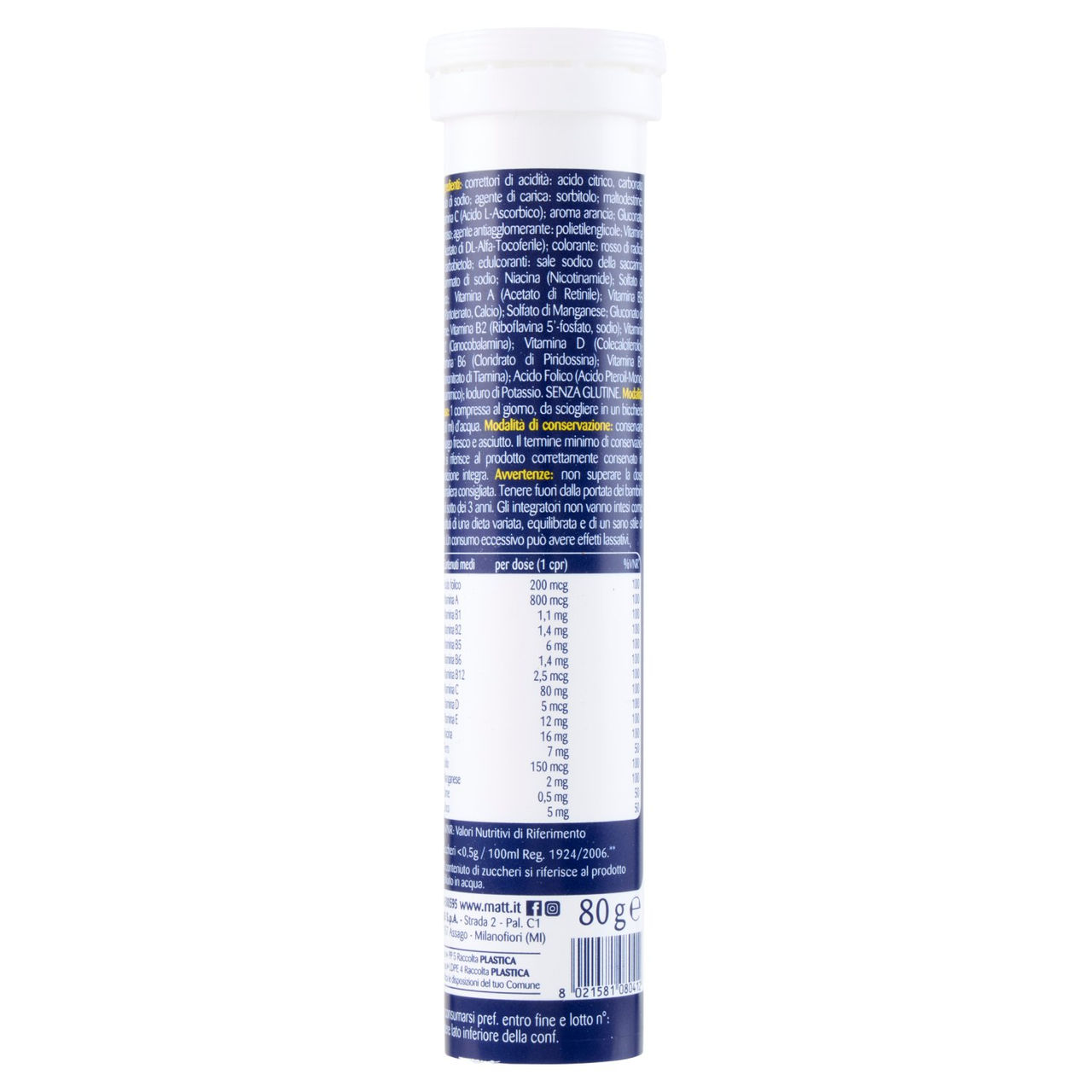 Matt Benessere Vigore Vitamine & Minerali 20 compresse effervescenti 80 g