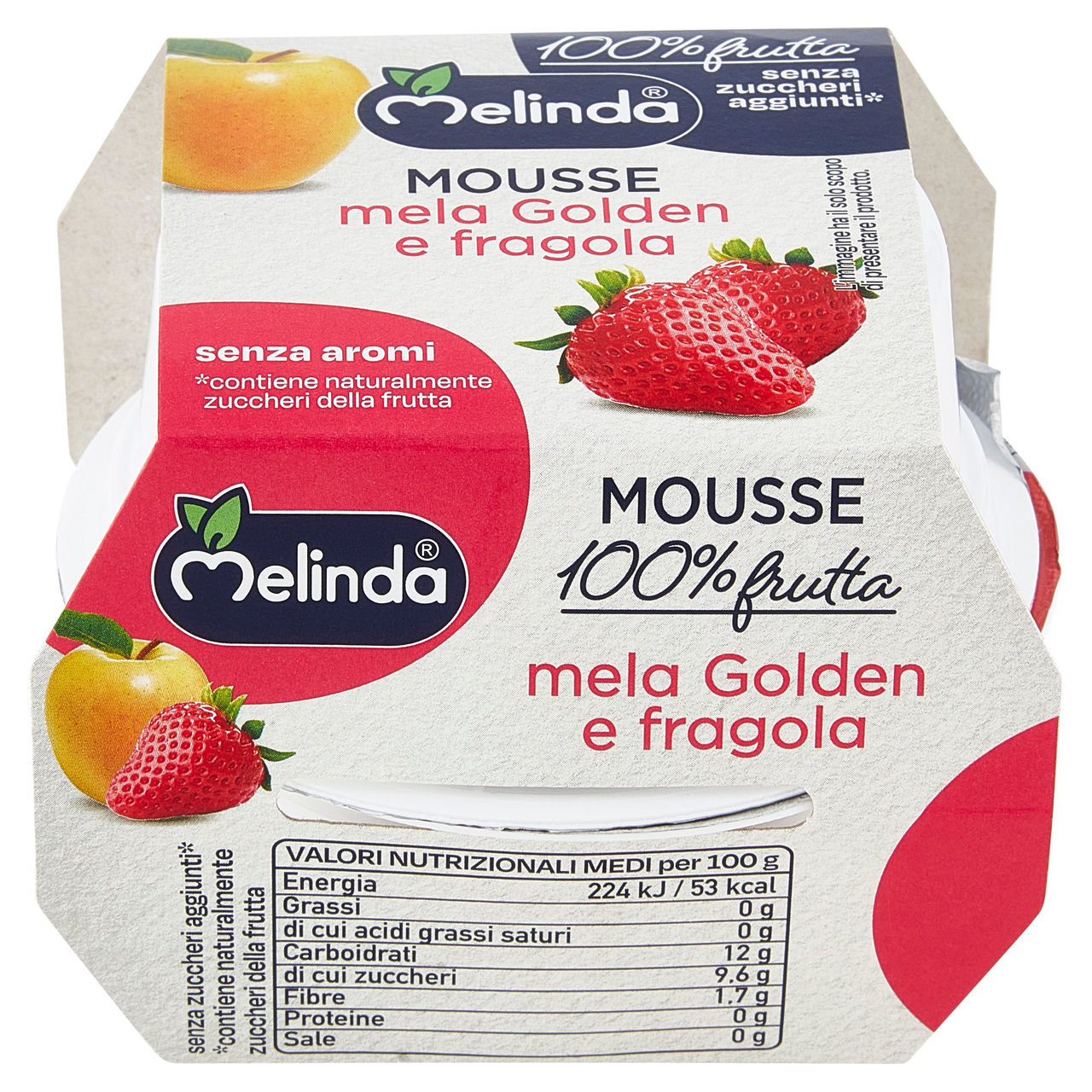 Melinda Mousse mela Golden e fragola 2 x 100 g