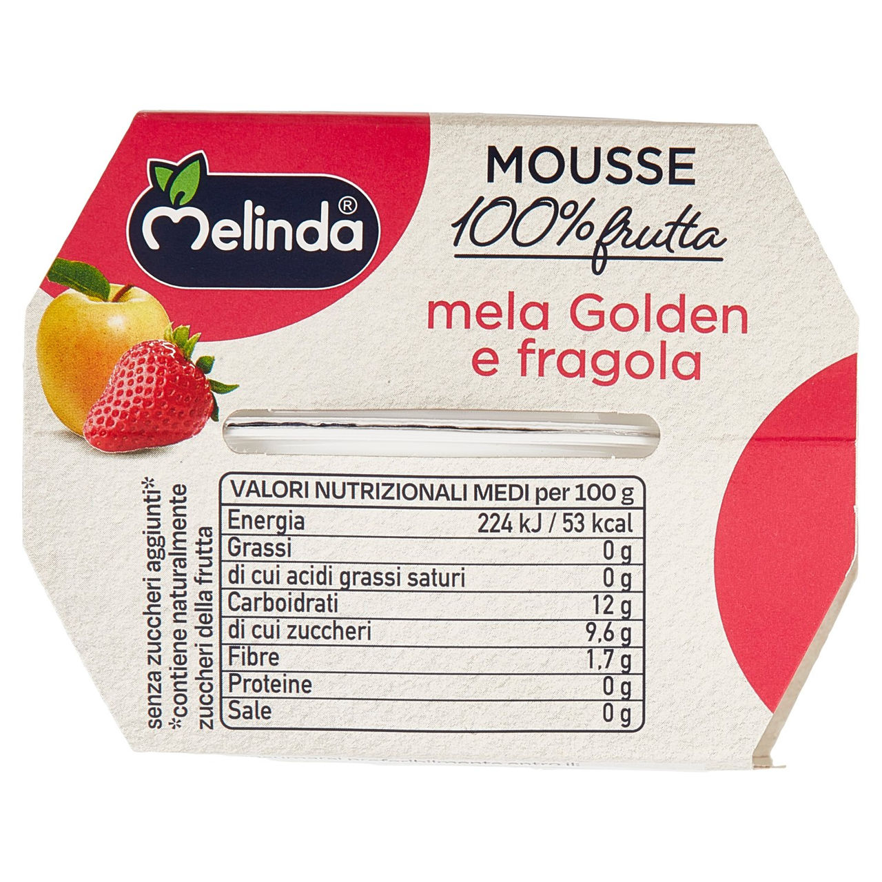 Melinda Mousse mela Golden e fragola 2 x 100 g