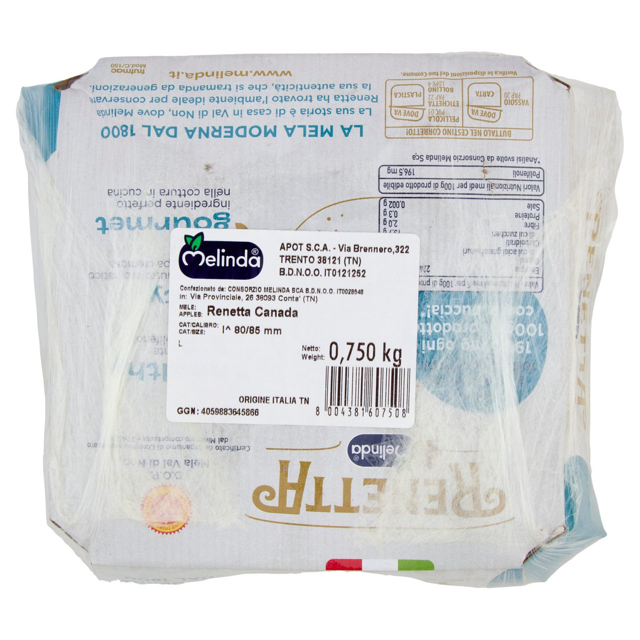 Melinda Renetta Canada D.O.P. Mela Val di Non Calibro 80/85 mm 0,750 kg