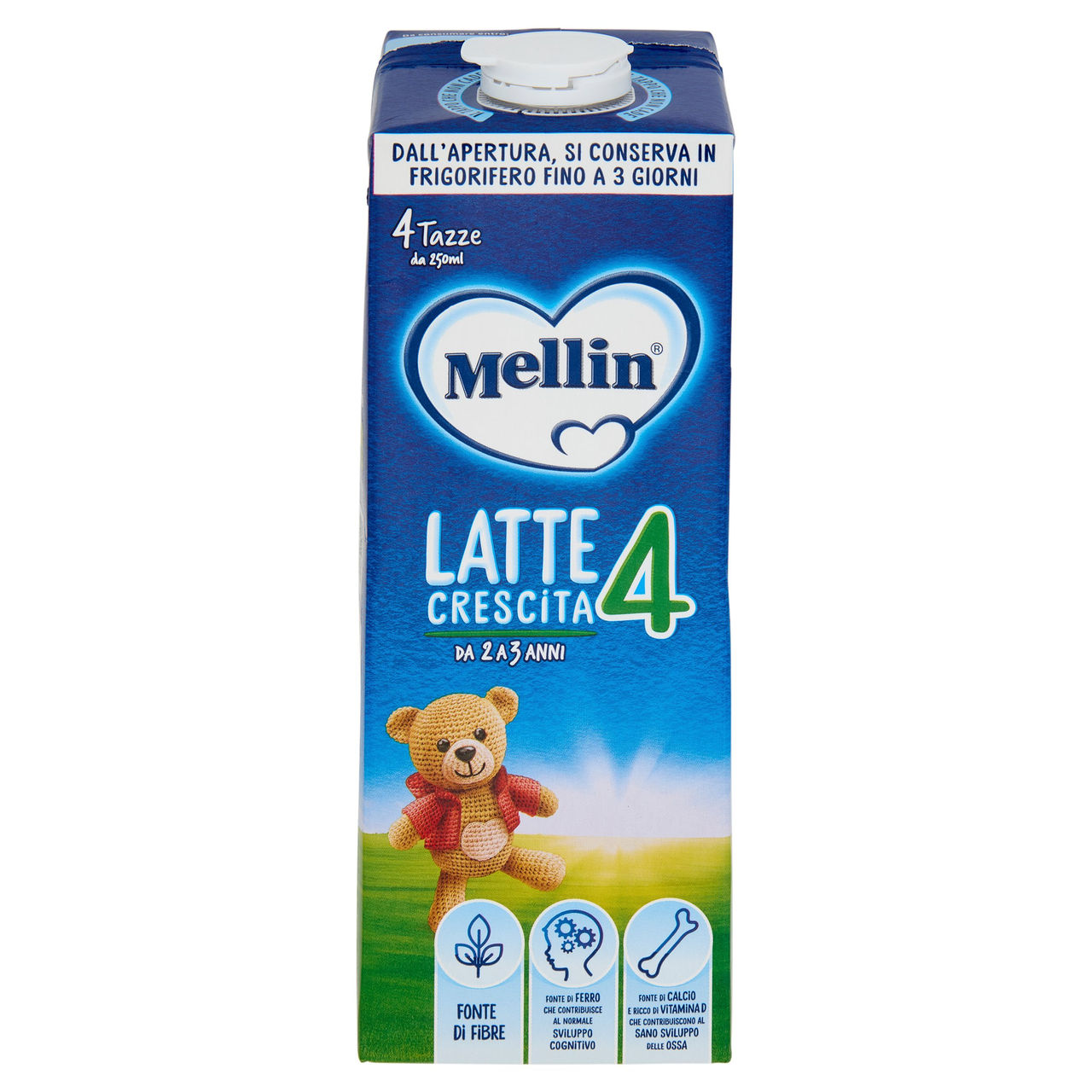 MELLIN 4 - Latte di Crescita Liquido, dal 24° mese compiuto al 36°, Fonte di Ferro, 1L