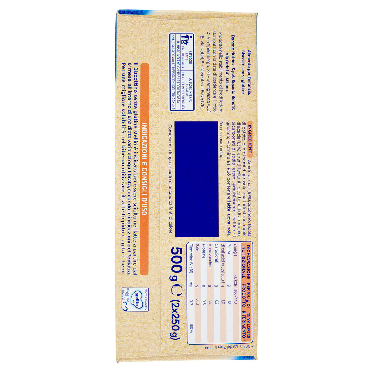 Mellin Biscottino Senza Glutine 2 x 250 g
