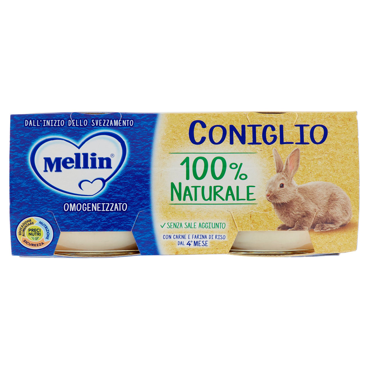 Mellin Coniglio 100% Naturale Omogeneizzato 2 x 80 g