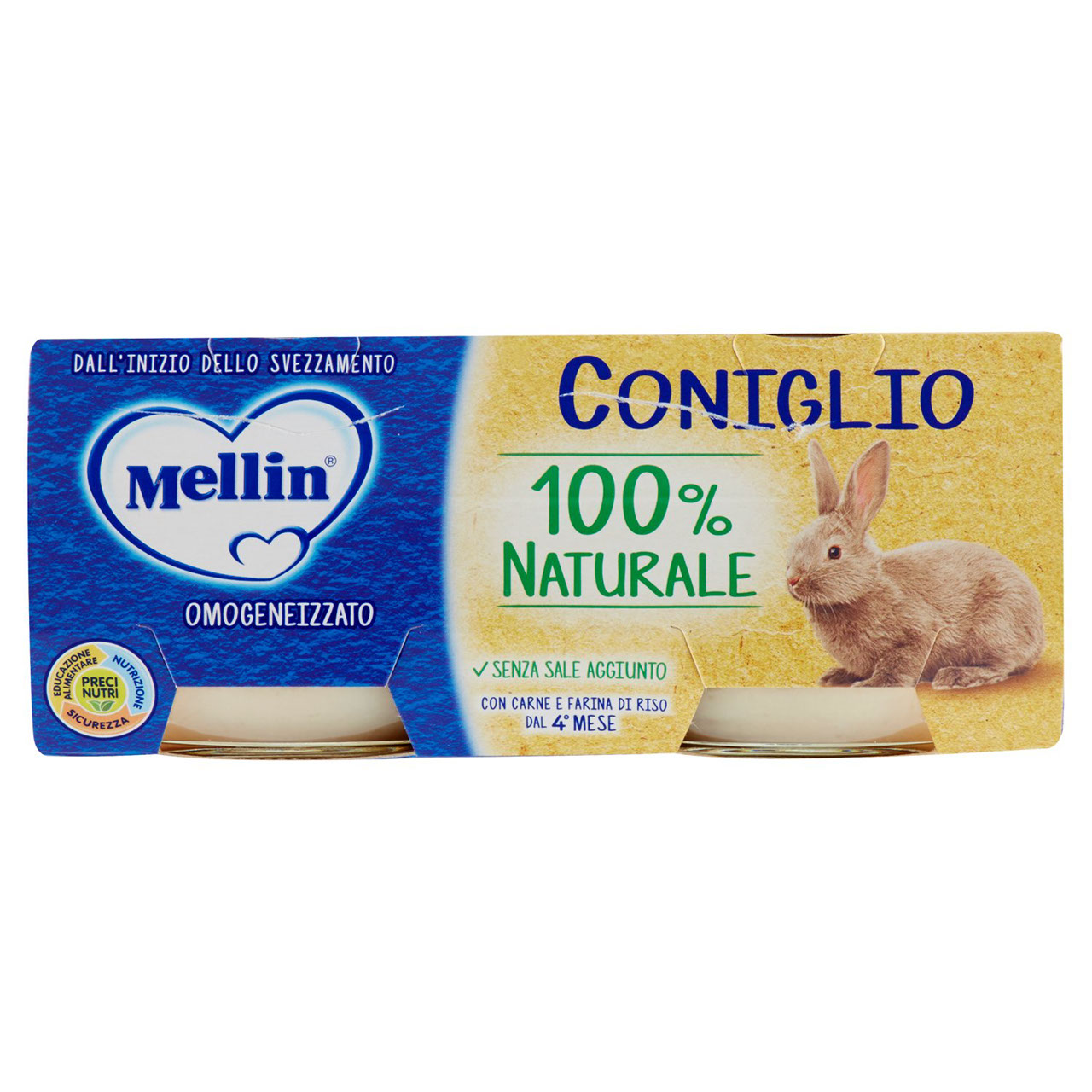 Mellin Coniglio 100% Naturale Omogeneizzato 2 x 80 g