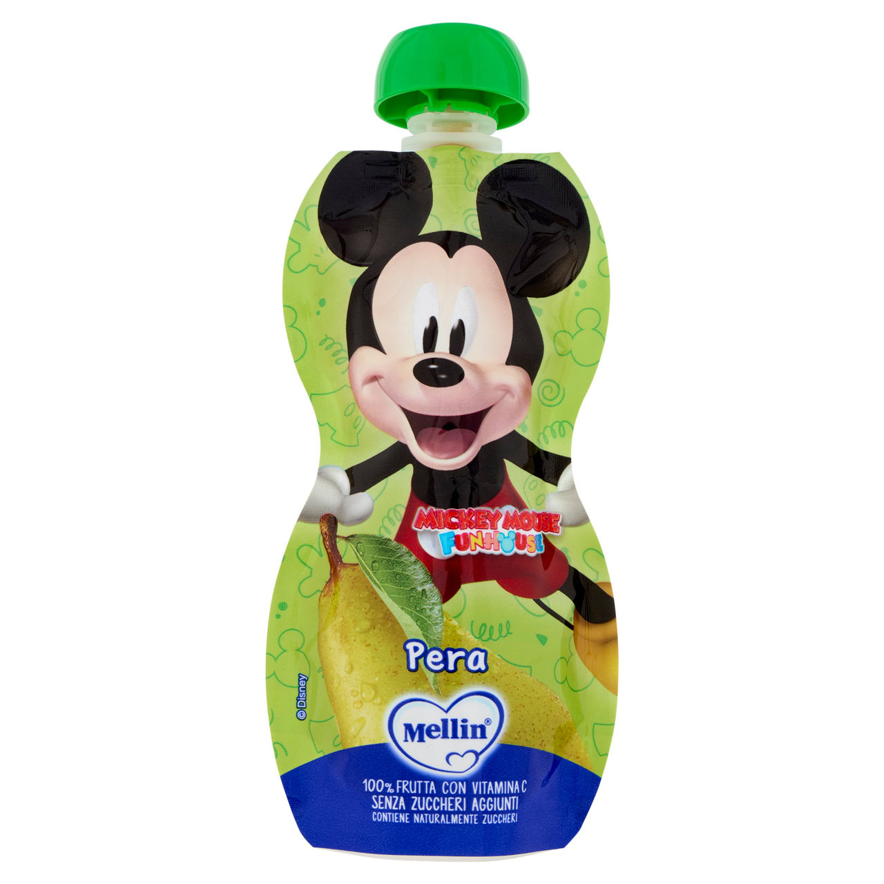 MELLIN Disney Topolino Merenda di Frutta 100% con VitC, Pera, dal 9° mese, 110g