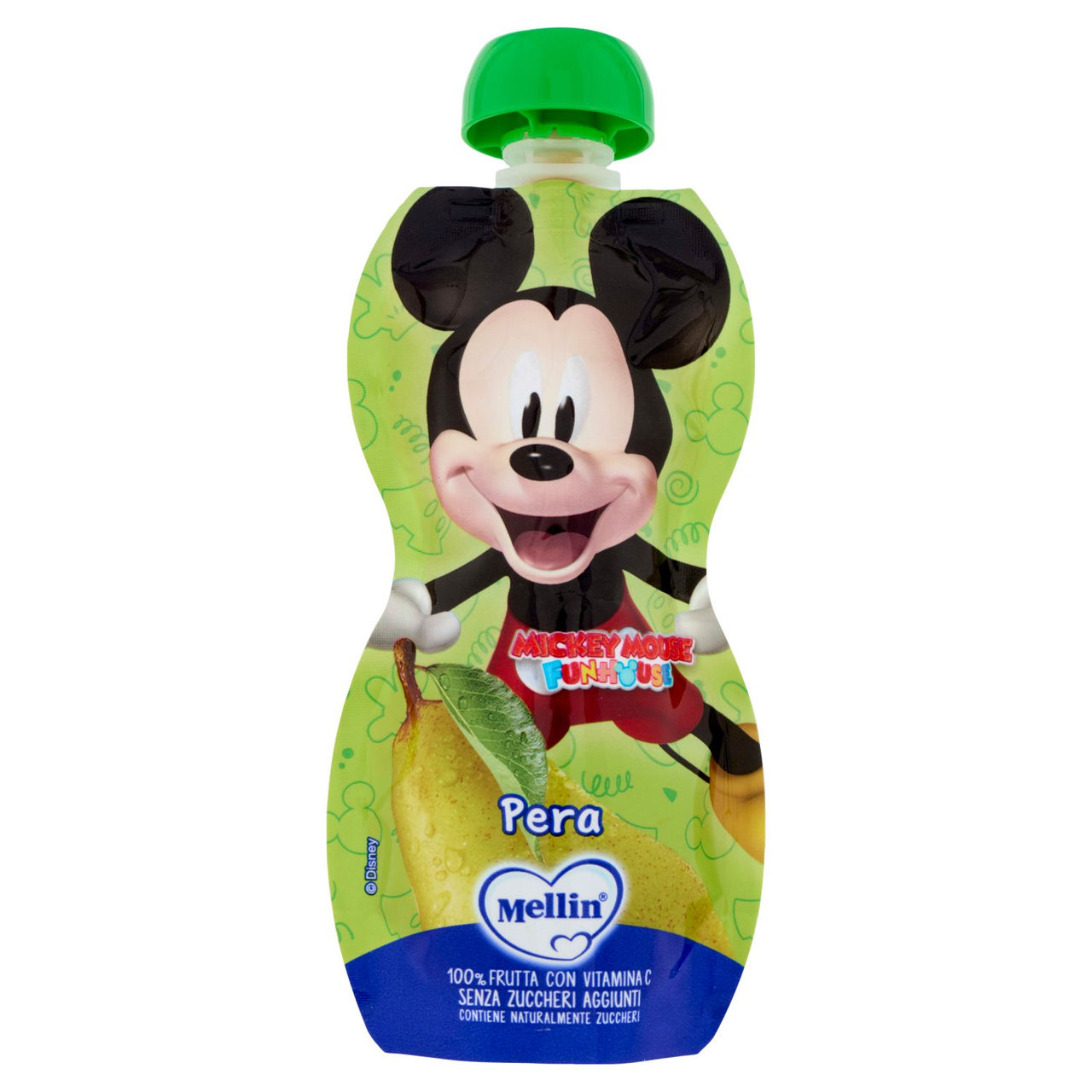 MELLIN Disney Topolino Merenda di Frutta 100% con VitC, Pera, dal 9° mese, 110g