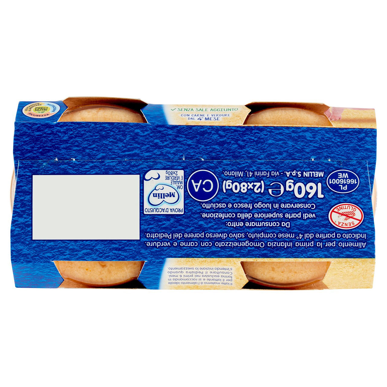 Mellin Maiale e Verdure 100% Naturale Omogeneizzato 2 x 80 g