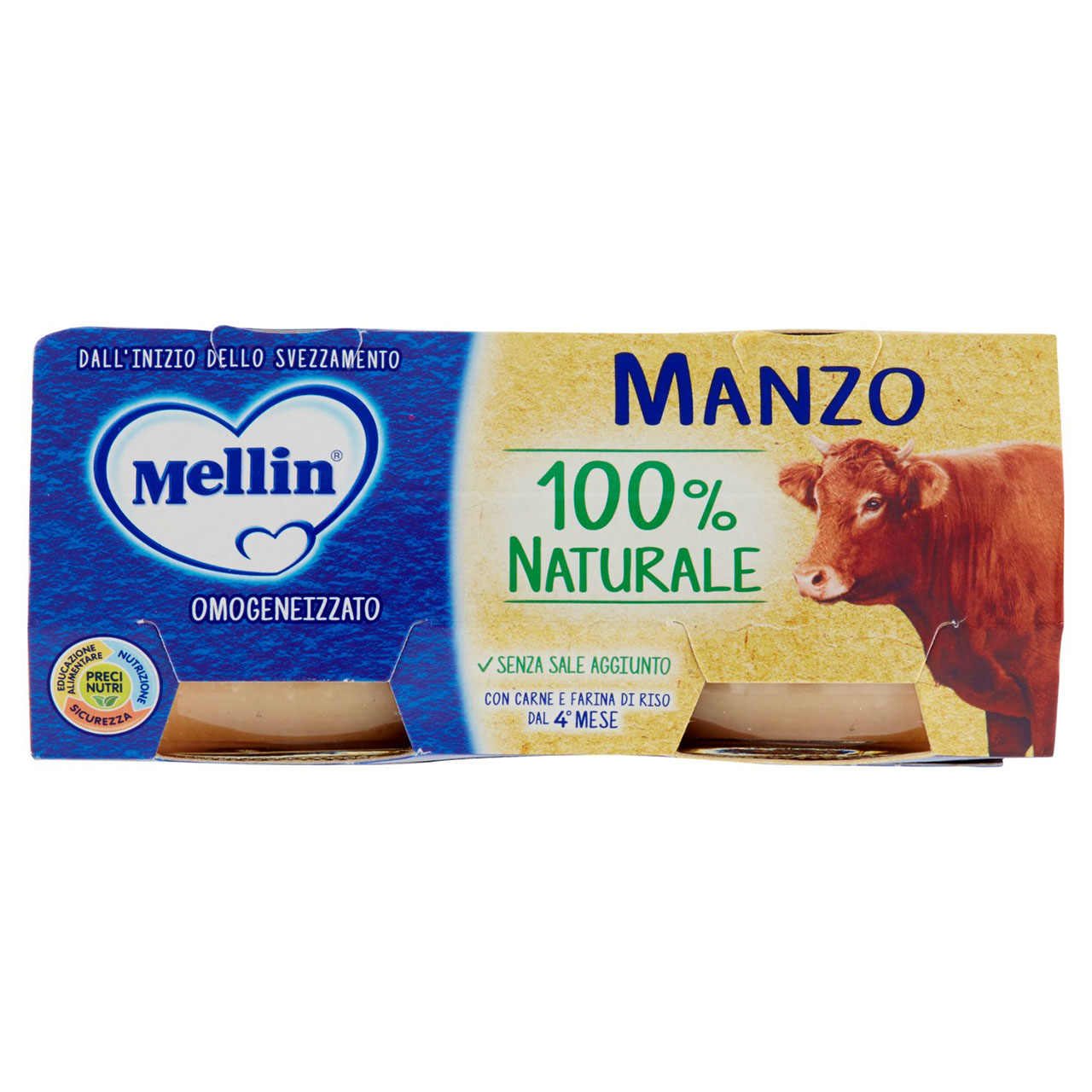 Mellin Manzo 100% Naturale Omogeneizzato 2 x 80 g
