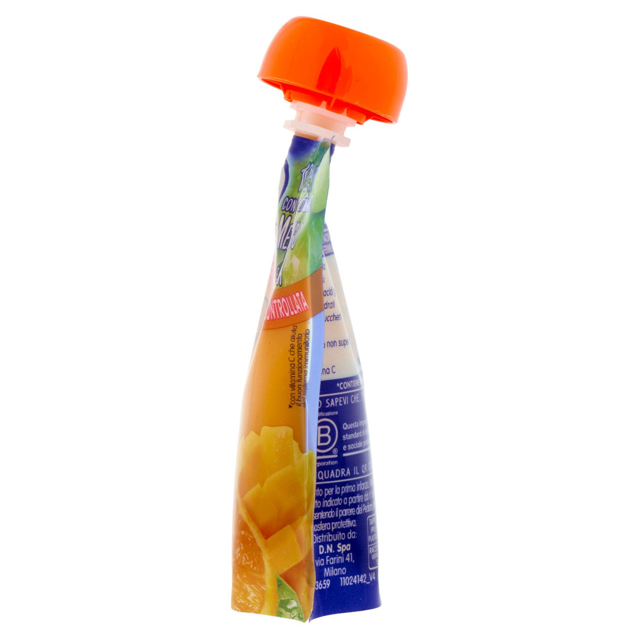 MELLIN Merenda di Frutta 100% con Carota, Arancia e Mango, a partire dal 6° mese, Pouch 90 g