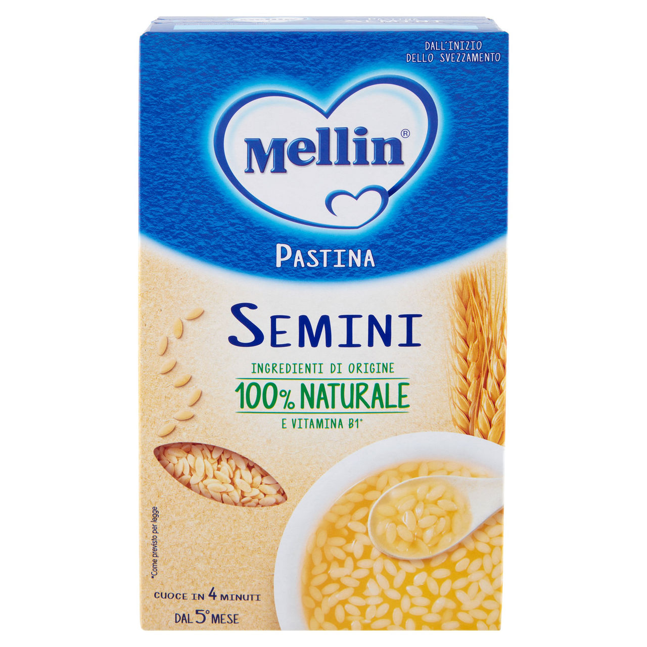 MELLIN Pastina 100% Naturale Semini con farina Grano Tenero 320 g