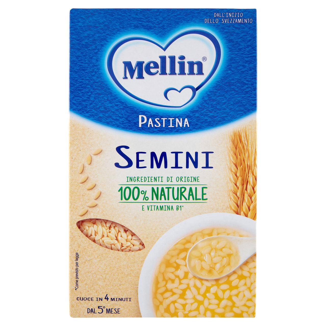 MELLIN Pastina 100% Naturale Semini con farina Grano Tenero 320 g