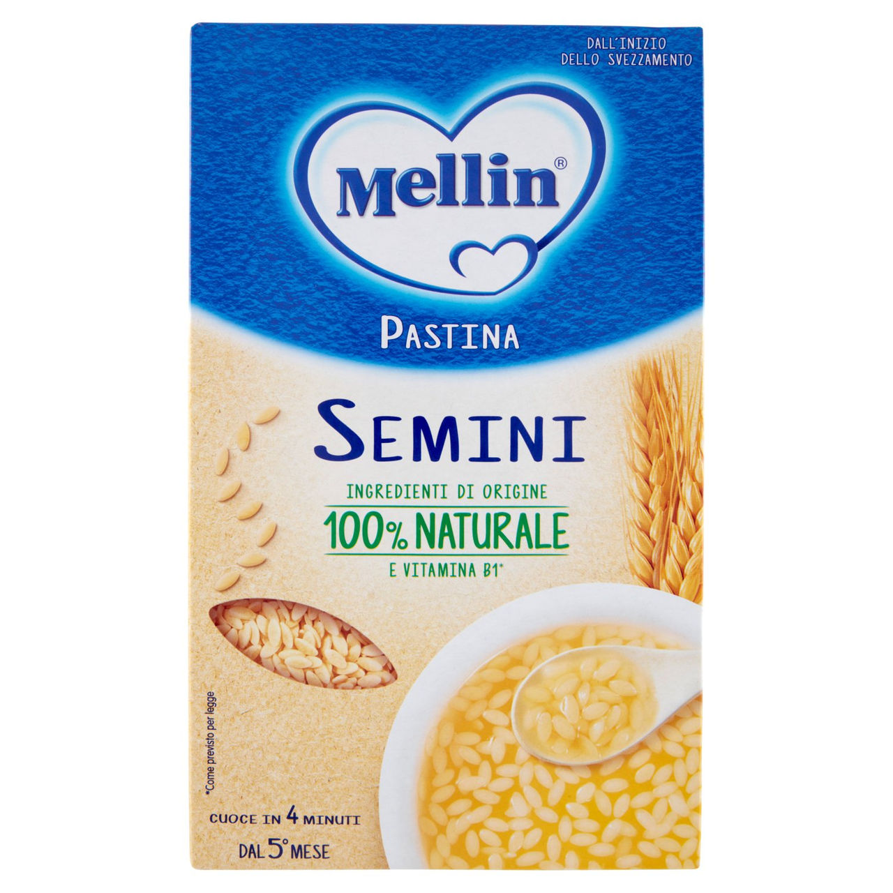 MELLIN Pastina 100% Naturale Semini con farina Grano Tenero 320 g