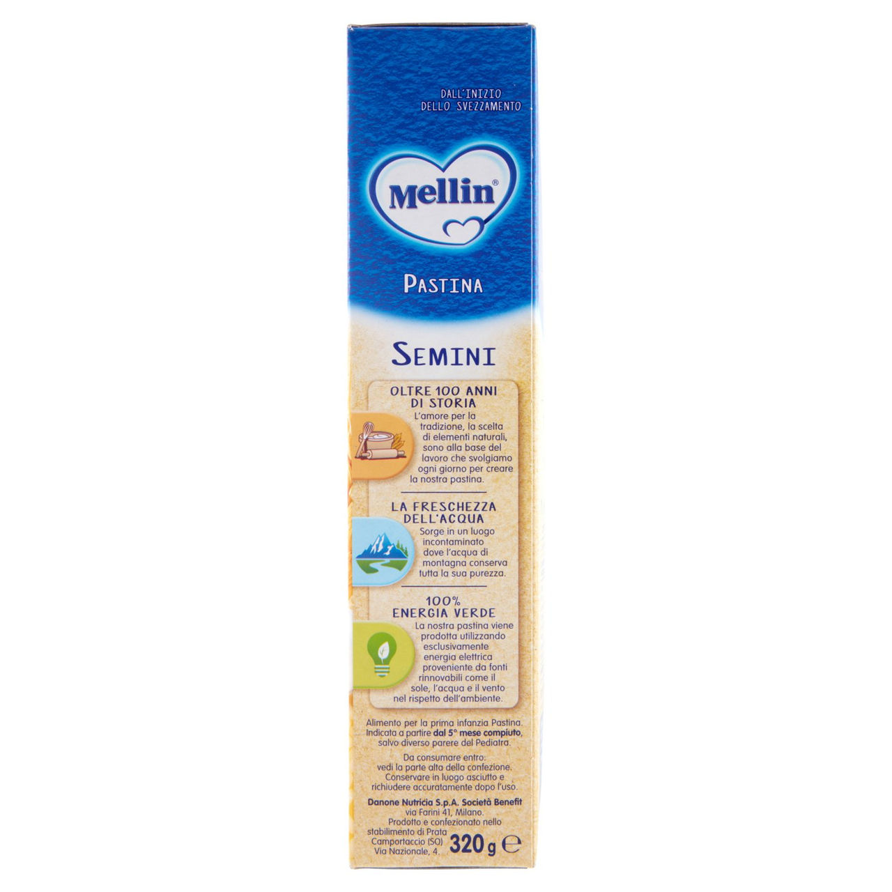 MELLIN Pastina 100% Naturale Semini con farina Grano Tenero 320 g
