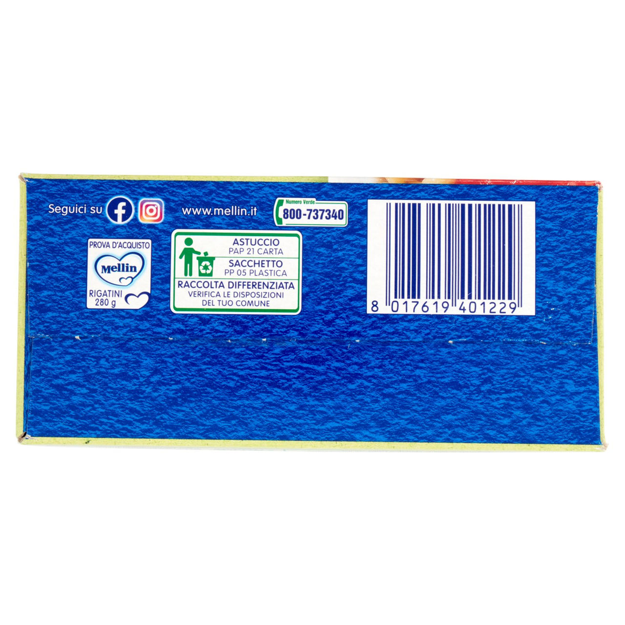 MELLIN Pastina Rigatini con Grano Tenero e Piselli 280 g