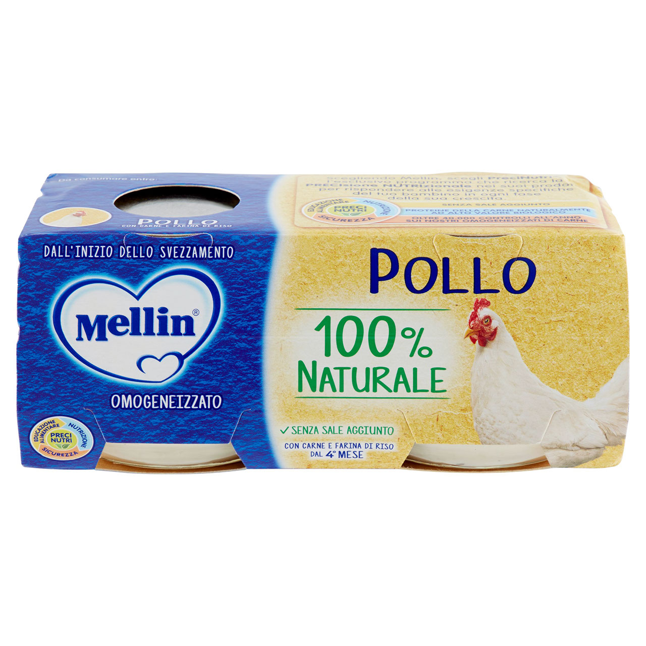 Mellin Pollo 100% Naturale Omogeneizzato 2 x 80 g