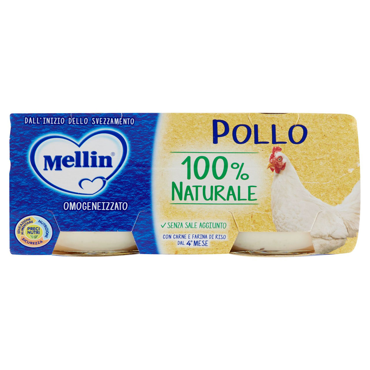 Mellin Pollo 100% Naturale Omogeneizzato 2 x 80 g