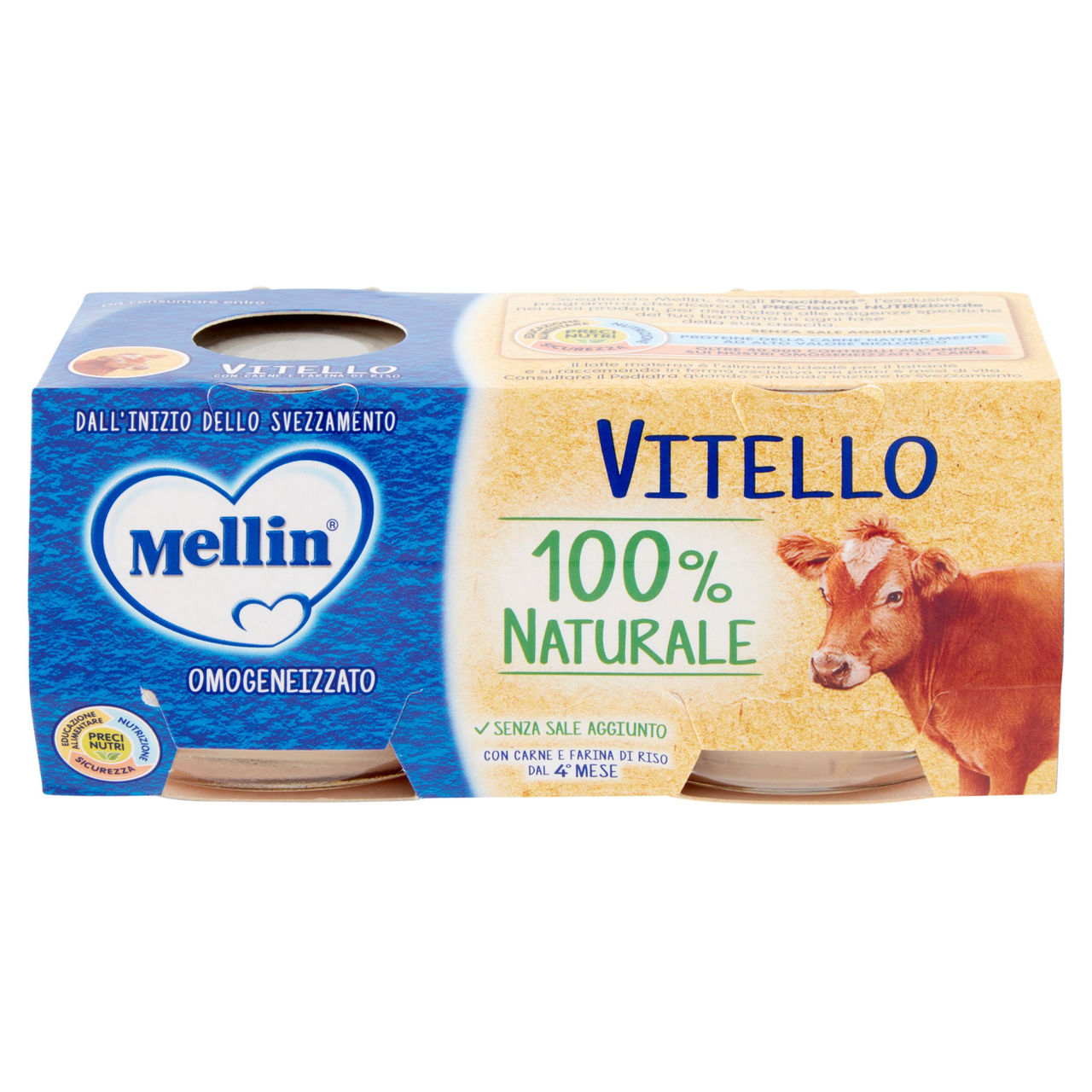 Mellin Vitello 100% Naturale Omogeneizzato 2 x 80 g