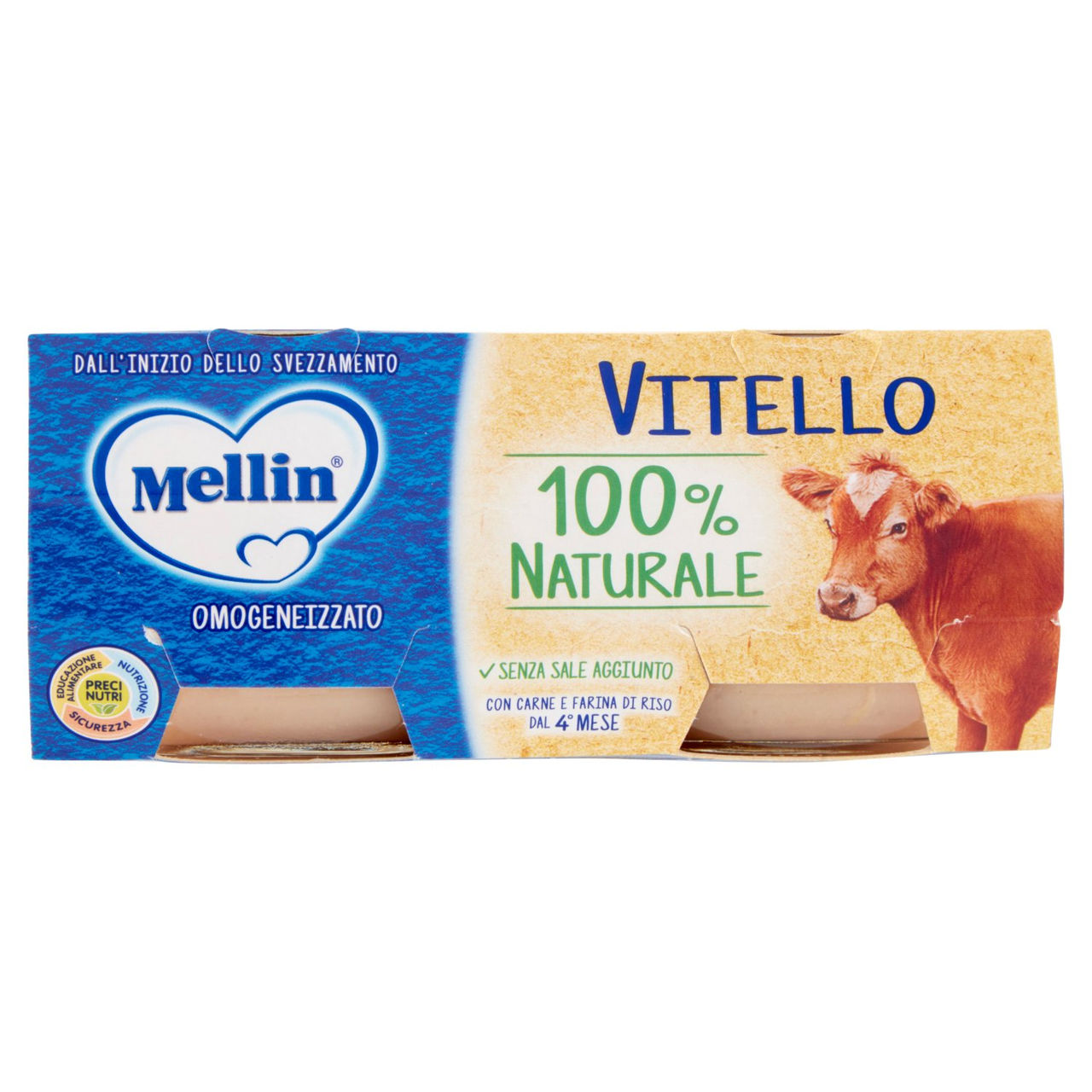 Mellin Vitello 100% Naturale Omogeneizzato 2 x 80 g
