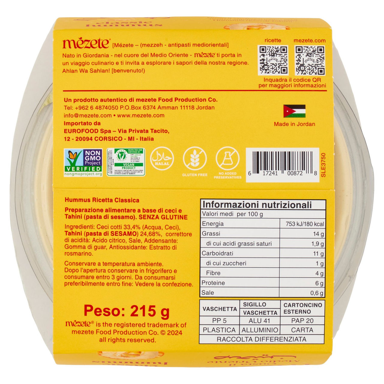 mézete hummus classic 215 g