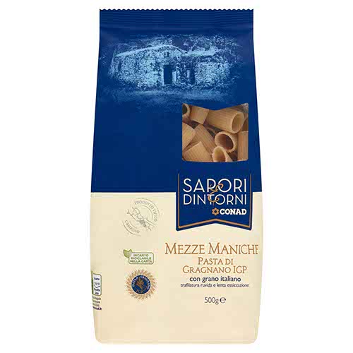 Mezze Maniche Pasta di Gragnano IGP 500 g Sapori & Dintorni Conad