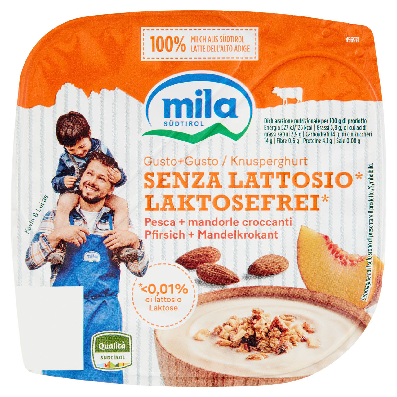 mila Gusto Gusto Senza Lattosio* Pesca   mandorle croccanti 150 g